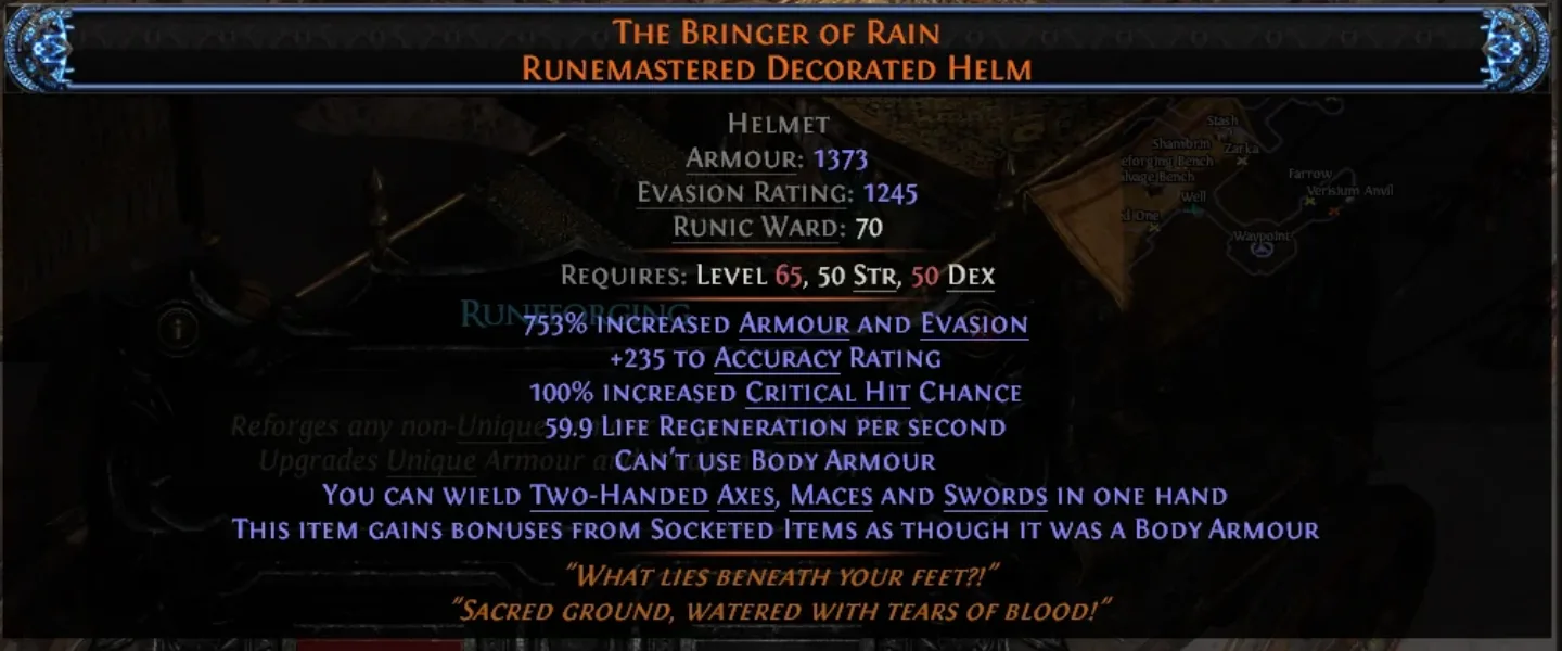 Runeforged Unique showing Runic Ward